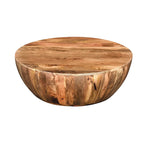 Arthur Mango Wood Coffee Table In Round Shape, Dark Brown