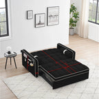 Velvet Convertible 55 2-Seater Sleeper Sofa with Pull-Out Bed, Adjustable Recline, Side Pockets, and Phone Holder