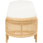 Rotan ovale bank met witte stoffen kussen - bruin - 18Bx49Lx17H