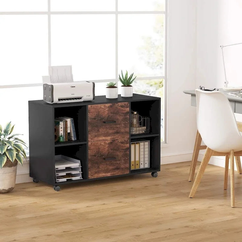 Mobiel Archiefkastje met 2 Lades en Printerstandaard