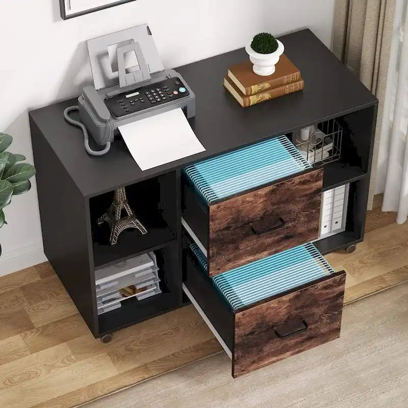 Mobiel Archiefkastje met 2 Lades en Printerstandaard