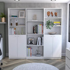 Driedelige boekenkastenset, 188 cm breed met dubbele kast met 4 planken