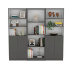 Driedelige boekenkastenset, 188 cm breed met dubbele kast met 4 planken