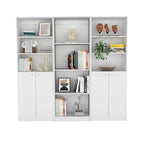 Driedelige boekenkastenset, 188 cm breed met dubbele kast met 4 planken