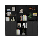 Driedelige boekenkastenset, 188 cm breed met dubbele kast met 4 planken