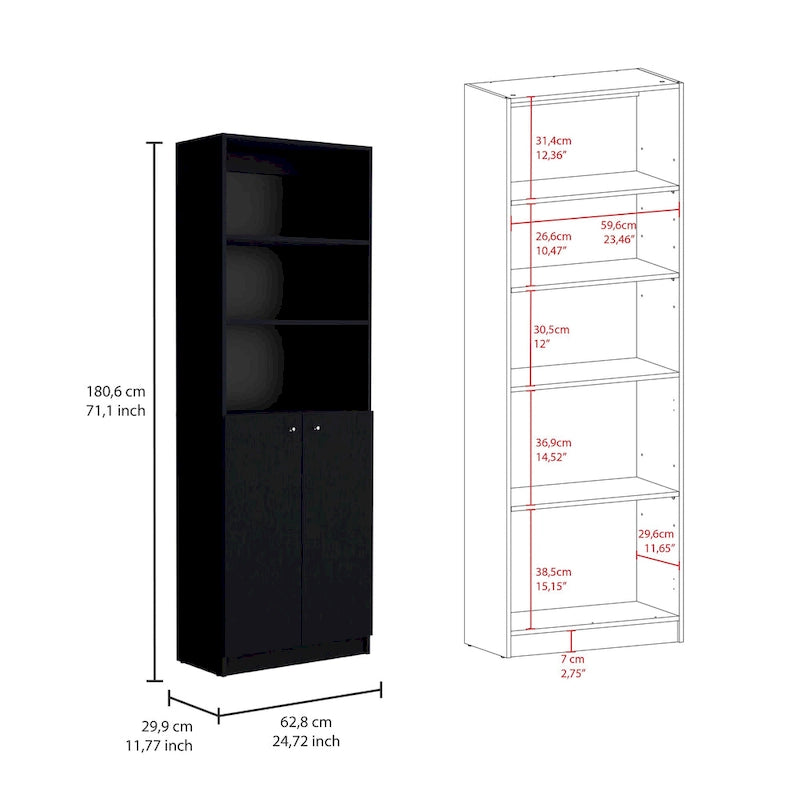 Driedelige boekenkastenset, 188 cm breed met dubbele kast met 4 planken