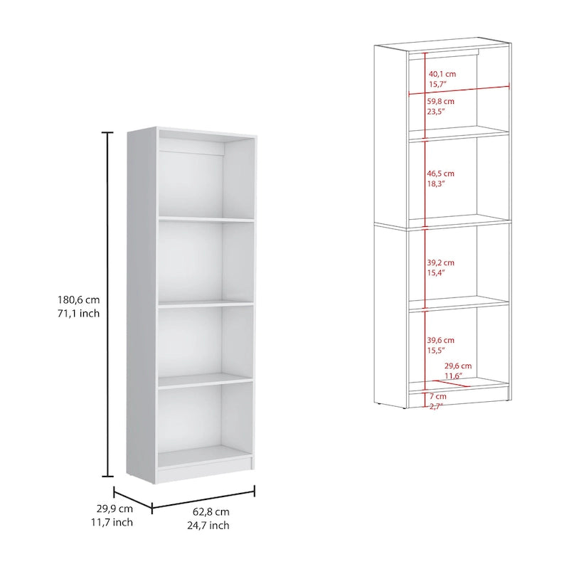 Driedelige boekenkastenset, 188 cm breed met dubbele kast met 4 planken