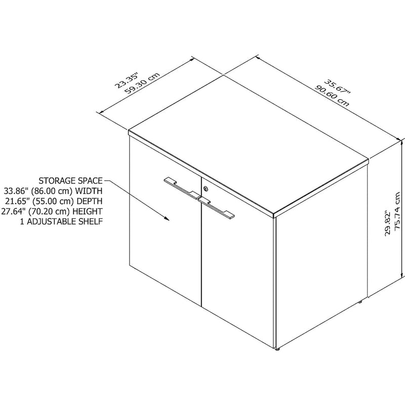 36-inch 2-deurs opbergkast met verstelbare plank en slot