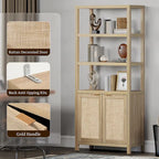 5-laagse Boekenkast met Rotan Deuren en Opbergkast