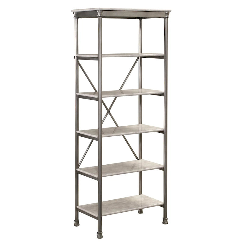 6-laags metalen rek met marmerlook planken