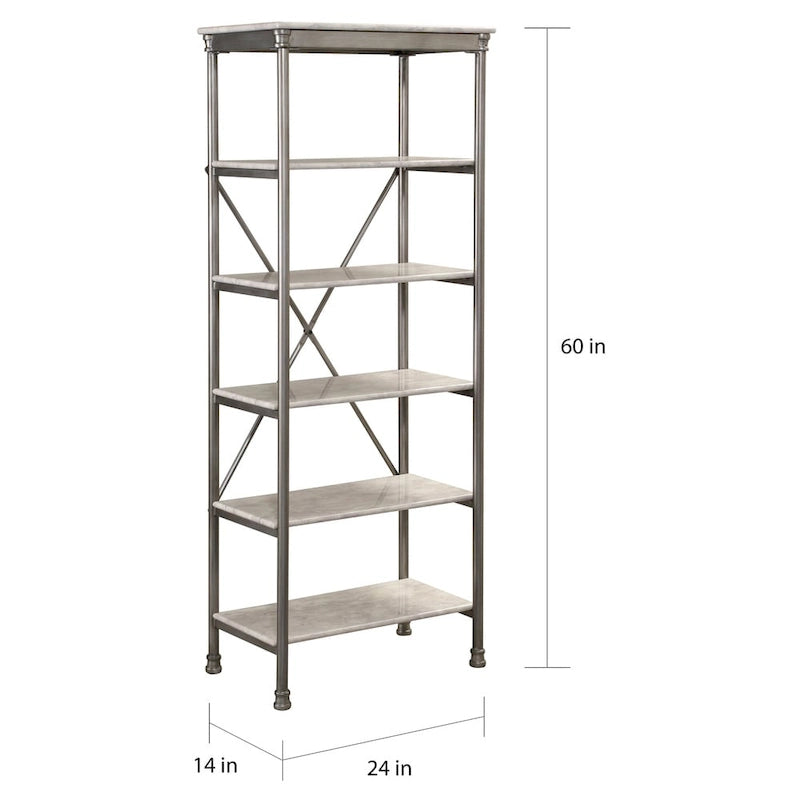 6-laags metalen rek met marmerlook planken