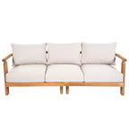 ModernLuxe 3pcs Patio Sofa Set Outdoor Conversation Chat Set Weather-resistant Garden Seating Group with Soft Cushions&Club Chairs, Beige&Teak
