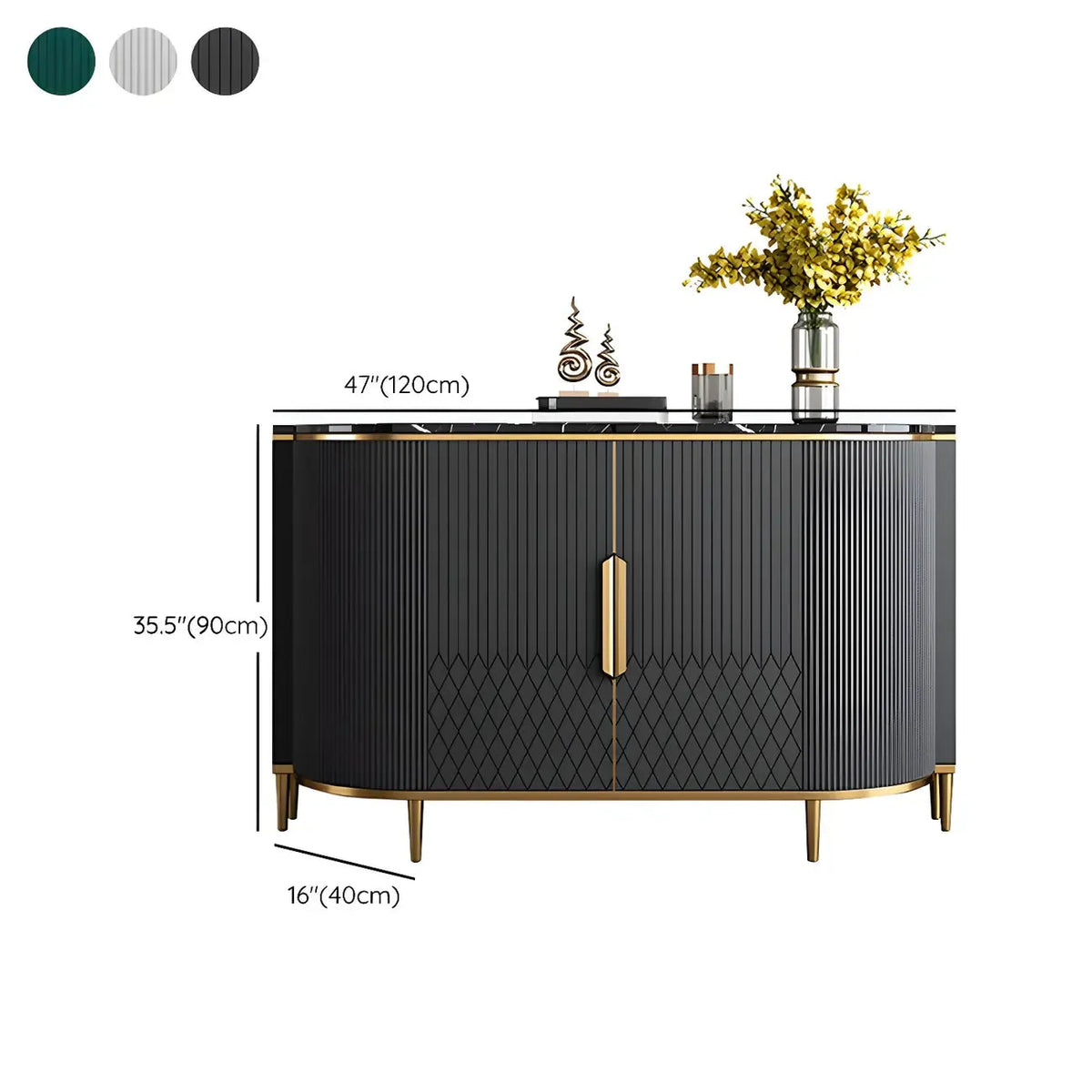 Glam Marble Sideboard in Grey with Storage
