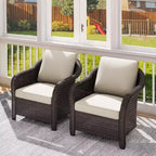 UPTIOT 2-person Outdoor Rattan Armchairs With Cushions