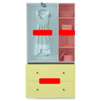 Wardrobe Clo Armoire wi/Mirror & Scalable Hanging Rod Space Saving