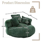 Bean Bag Sofa for Adults Kids, Oversized Corduroy Bean Bag Chair with 3 Pillows & Armrest for Living Room Bedroom - ModernLuxe