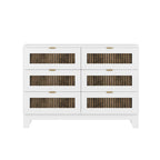 Rustic Farmhouse Style Wooden Dresser with 6 Drawers, Storage Cabinet for Bedroom with Metal Handles