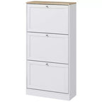 HOMCOM Narrow Shoe Storage Cabinet for Entryway with 3 Flip Drawers and Adjustable Shelves, Shoe Rack Organizer for 12-18 Pairs of Shoes