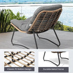 Papasan PE Rattan Chair with Cushion For Indoor Outdoor