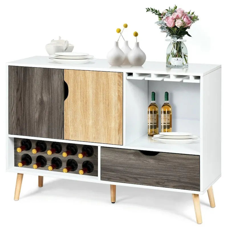 Dressoir met wijnrek en opbergkast - 120,65 x 39,37 x 86,36 cm