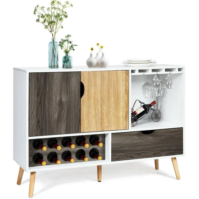 Dressoir met wijnrek en opbergkast - 120,65 x 39,37 x 86,36 cm