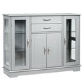 3-Laags Buffet Dressoirkast met Glazen Vitrinedeuren