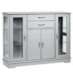 3-Laags Buffet Dressoirkast met Glazen Vitrinedeuren