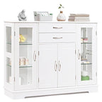 3-Laags Buffet Dressoirkast met Glazen Vitrinedeuren