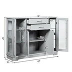3-Laags Buffet Dressoirkast met Glazen Vitrinedeuren