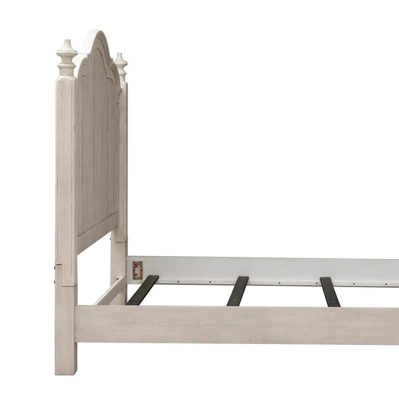 Farmhouse Cottage Queen Poster Bed ¨C Antique White with Chestnut Tops