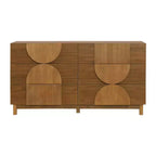 6-Drawer Modern Geometric Dresser, Half-Circle Accent Wide Storage Chest for Bedroom & Living Room