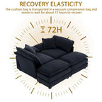 2-seater sofa with 2 cushions, 2 pillows and 2 ottomans, comfortable sofa - Living room deep sofa, modular sofa