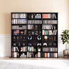 VEVOR Media Storage Cabinet, 8-Tier DVD Shelf Organizer, 55.91 x 8.66 x 51.18 in Multimedia Storage Organizer for CDs, DVDs, Books & Games, Black