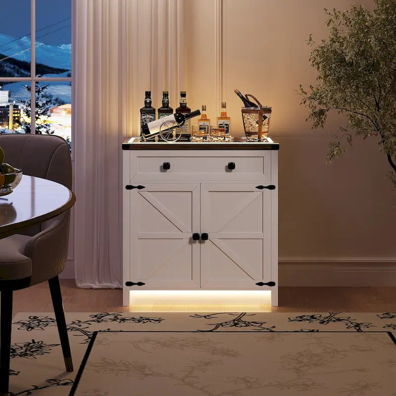 31,5" breed dressoir met ledverlichting en oplaadpoorten