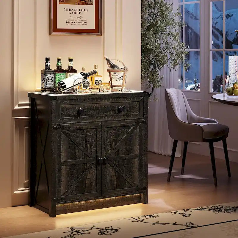 31,5" breed dressoir met ledverlichting en oplaadpoorten