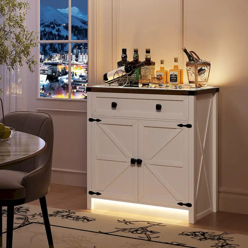 31,5" breed dressoir met ledverlichting en oplaadpoorten
