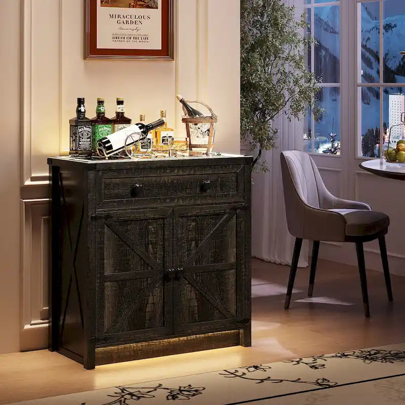 31,5" breed dressoir met ledverlichting en oplaadpoorten