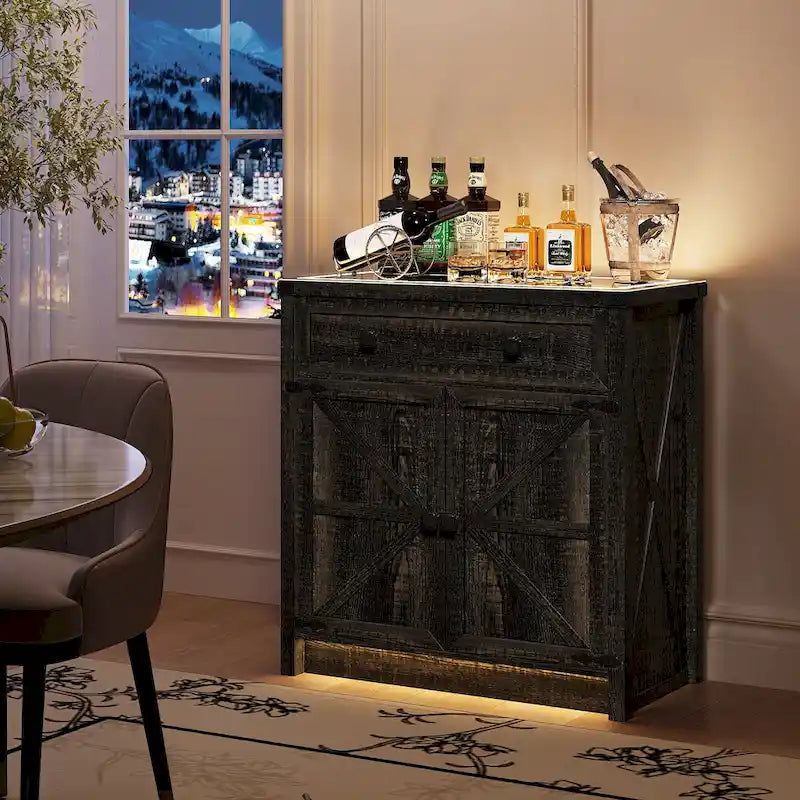31,5" breed dressoir met ledverlichting en oplaadpoorten