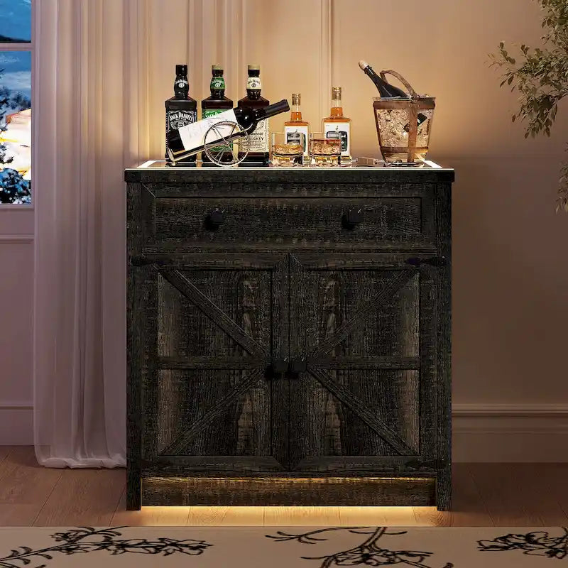 31,5" breed dressoir met ledverlichting en oplaadpoorten