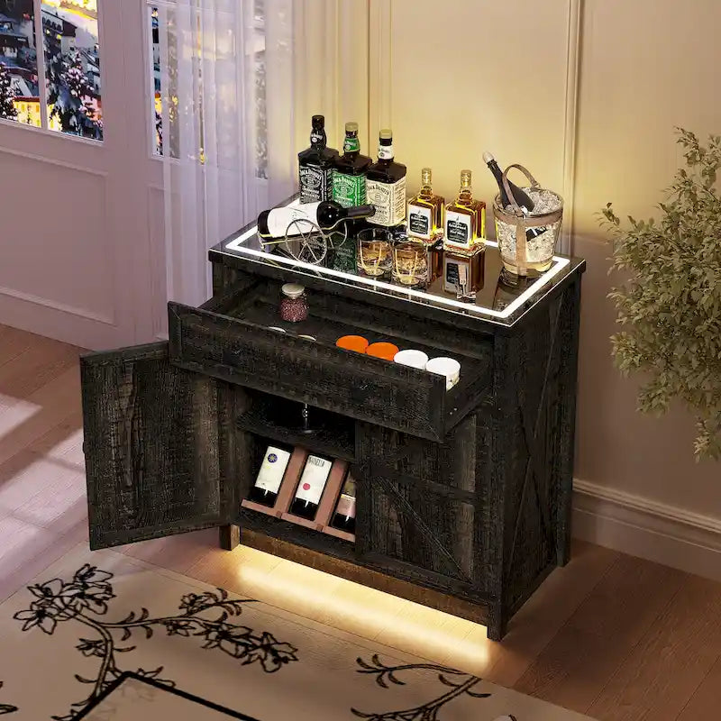 31,5" breed dressoir met ledverlichting en oplaadpoorten