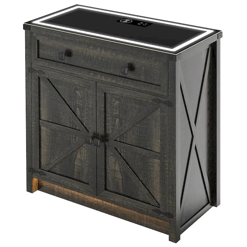 31,5" breed dressoir met ledverlichting en oplaadpoorten