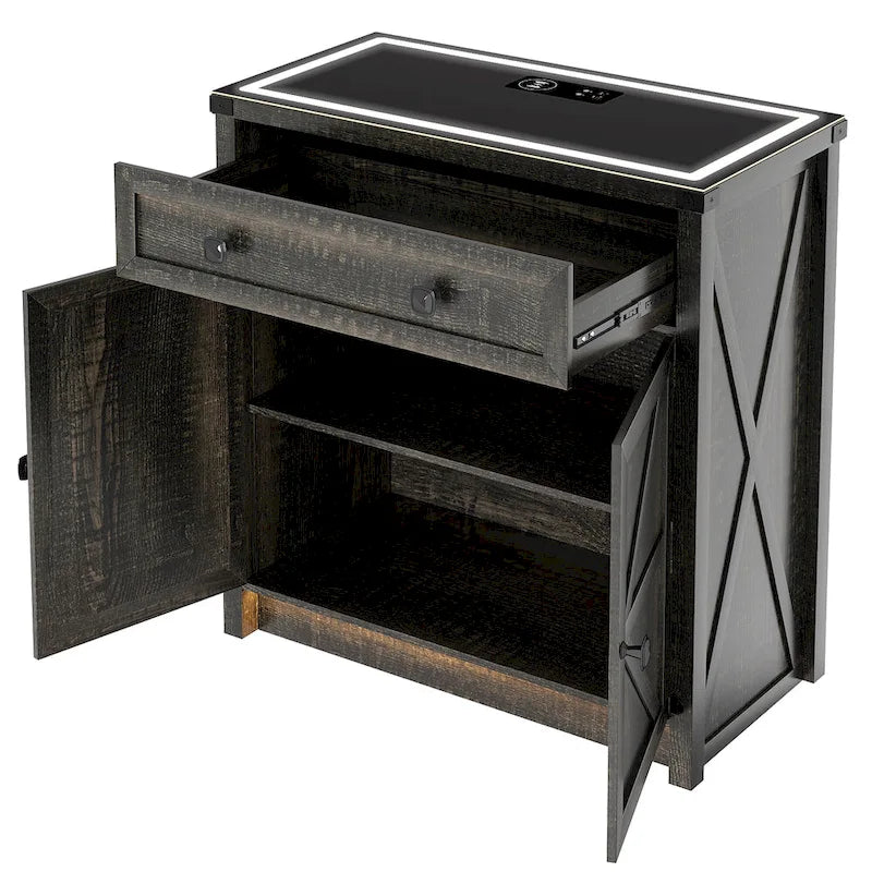 31,5" breed dressoir met ledverlichting en oplaadpoorten