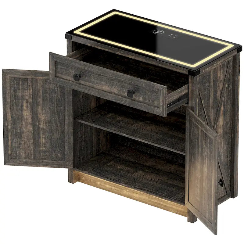 31,5" breed dressoir met ledverlichting en oplaadpoorten