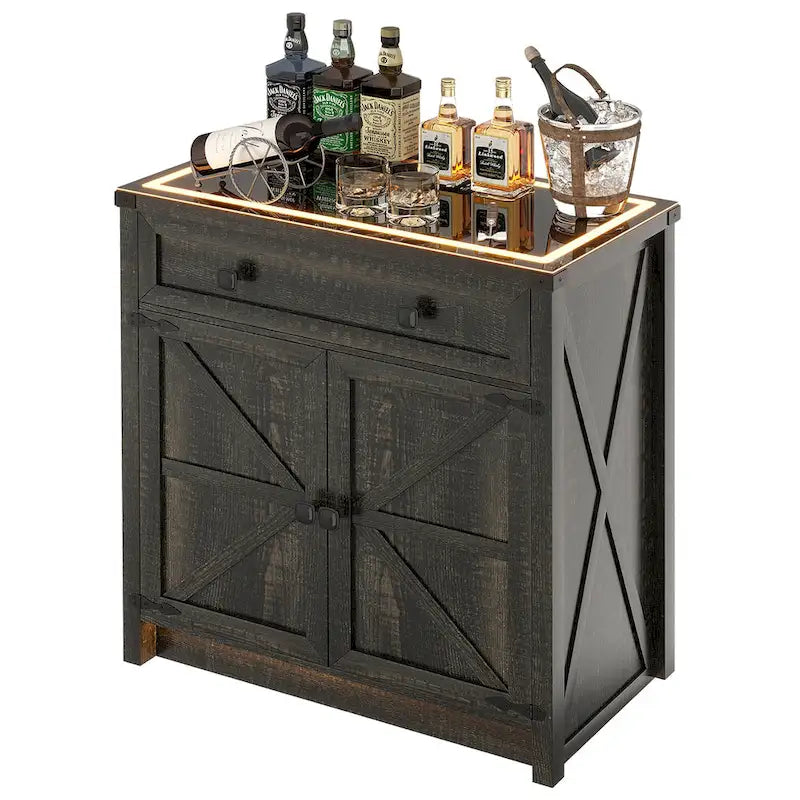 31,5" breed dressoir met ledverlichting en oplaadpoorten