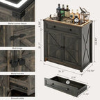 31,5" breed dressoir met ledverlichting en oplaadpoorten
