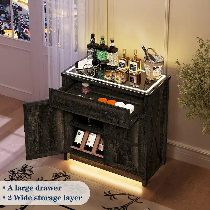 31,5" breed dressoir met ledverlichting en oplaadpoorten
