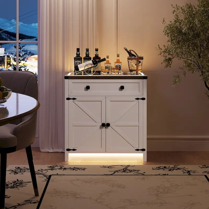 31,5" breed dressoir met ledverlichting en oplaadpoorten