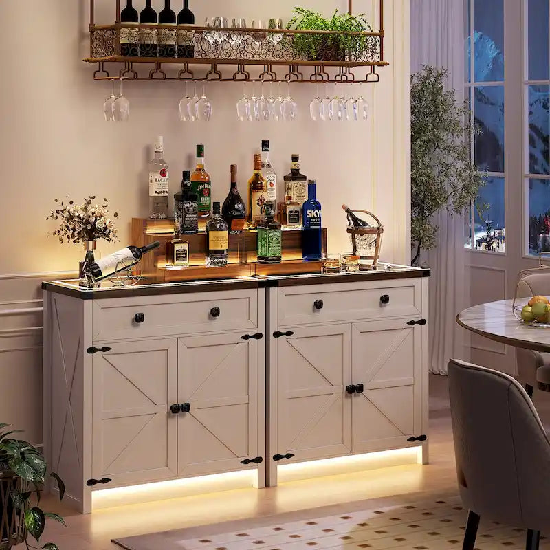 31,5" breed dressoir met ledverlichting en oplaadpoorten