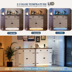 31,5" breed dressoir met ledverlichting en oplaadpoorten