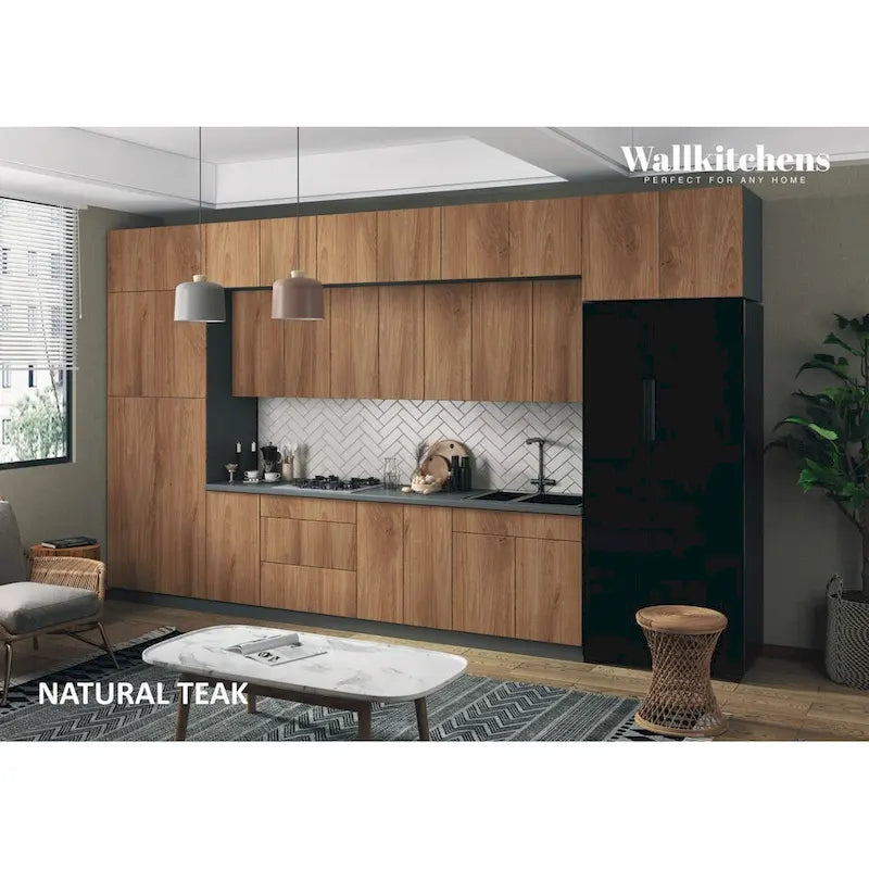 Moderne Keukenkastset – Natuurlijk Teak, 4,5 m Breed (180x107 cm)